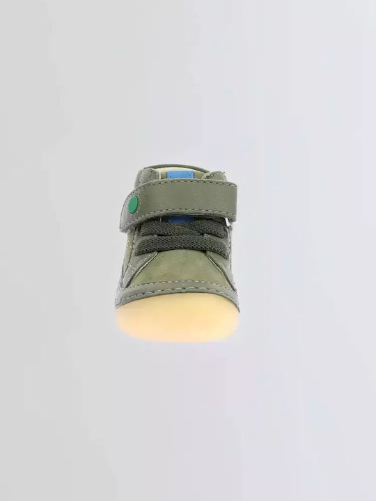 Ghete Copii din Piele cu Velcro Verzi