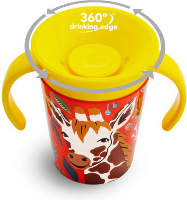 Munchkin Kids' Miracle 360° Wildlove Sippy Cup Plastic Yellow 177ml for 6m+
