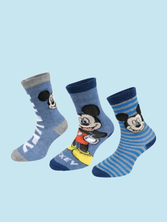 Disney Παιδικές Κάλτσες Mickey Μπλε 3 Ζευγάρια
