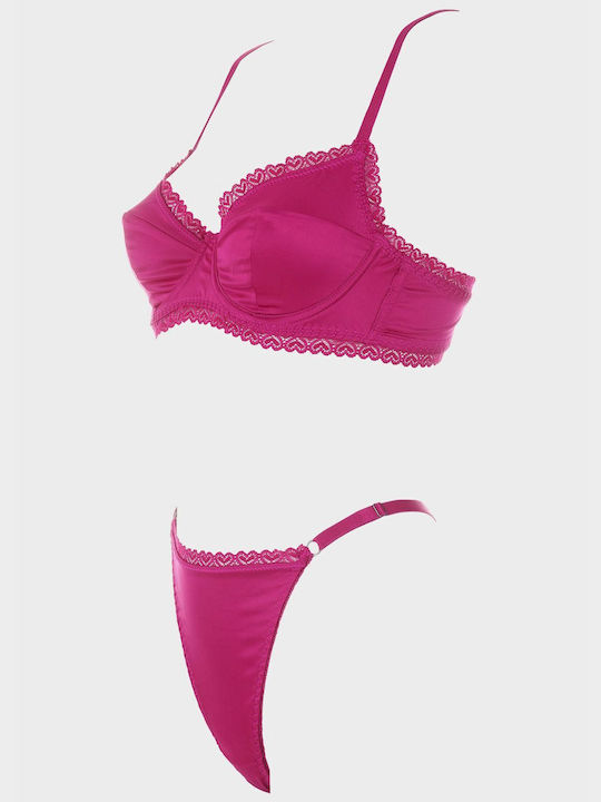 G Secret Underwear Set with Slip Fuchsia