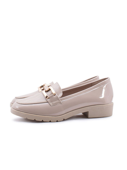 Love4shoes Damen Loafers in Beige Farbe