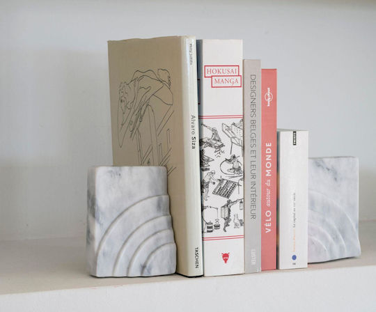 Stone Book End Holder in White Colour 5x14x11cm 2 Pieces