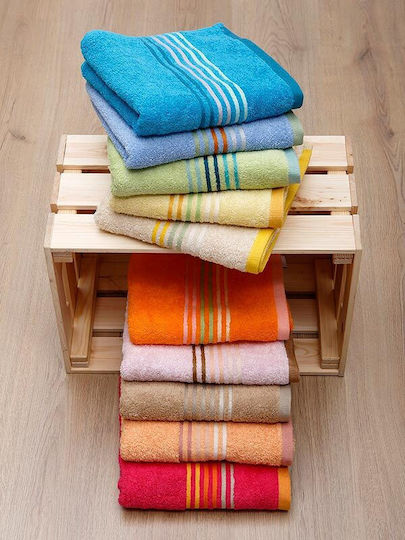 Sunshine Πετσέτα Προσώπου Stripes 50x100εκ. Turquoise Βάρους 600gr/m²