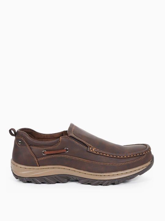 Piazza Shoes Δερμάτινα Ανδρικά Loafers σε Καφέ Χρώμα