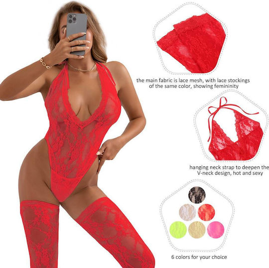Kinksters Sexy Σετ Εσωρούχων με Δαντέλα Κόκκινο