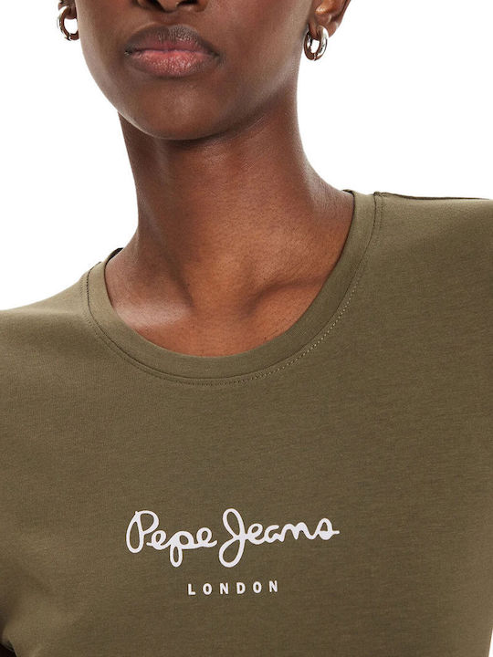 Pepe Jeans 'new Virginia' Women's Blouse Cotton Short Sleeve Leaf Green