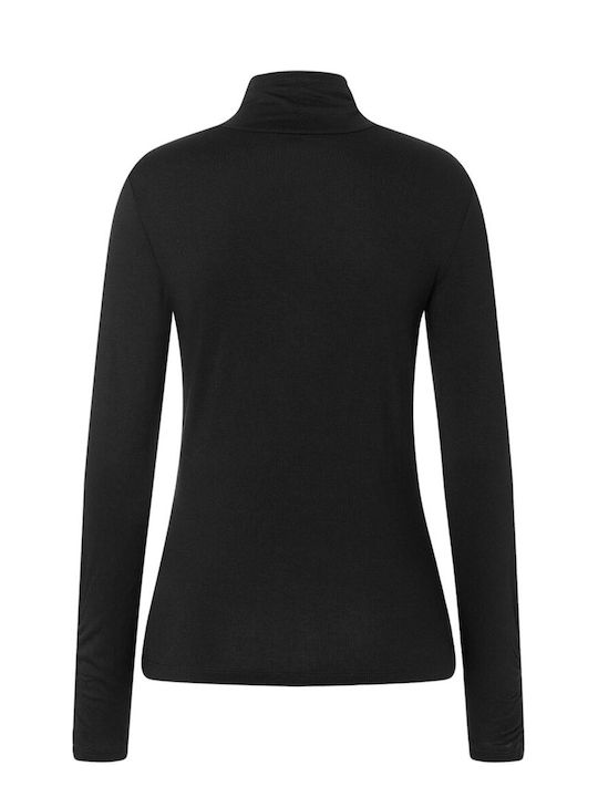 MORE & MORE Damen Bluse Rollkragenpullover black