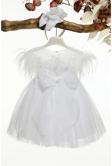 Mi Chiamo White Baptism Outfit with Hair Accessories & Dress 2pcs