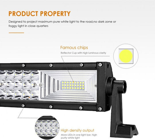 Bară LED Auto 702W LED 3 Rânduri 12V-24V 49140 Lumeni 50″/127 cm Fascicul Combo 12/60 Grade