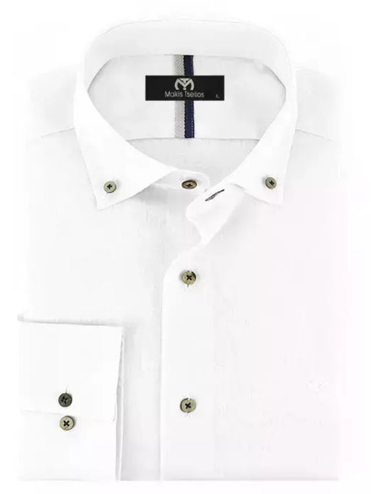 Makis Tselios Fashion Men's Shirt Linen White