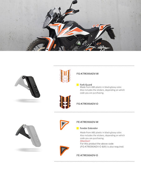 Moto Discovery Motorcycle Front Suspension Protectors KTM 390 Adventure Black