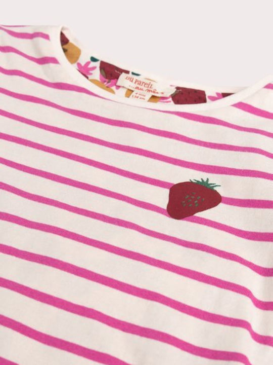 Dpam Σετ Παιδικές Μπλούζες Εκρού Striped Strawberry