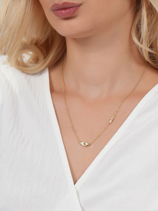 Folli Follie Eyez On Me Necklace Eye from Gold Plated Silver