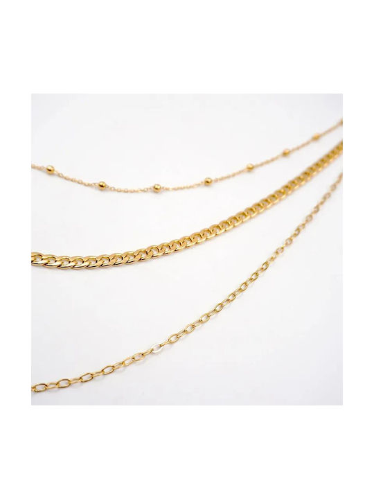 Dezlen Necklace Triple from Gold Plated Steel