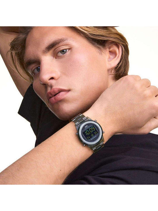 Daniel Wellington Ψηφιακό Ανδρικό Ρολόι 36mm Χρονογράφος Μπαταρίας με Πράσινο Καουτσούκ Λουράκι
