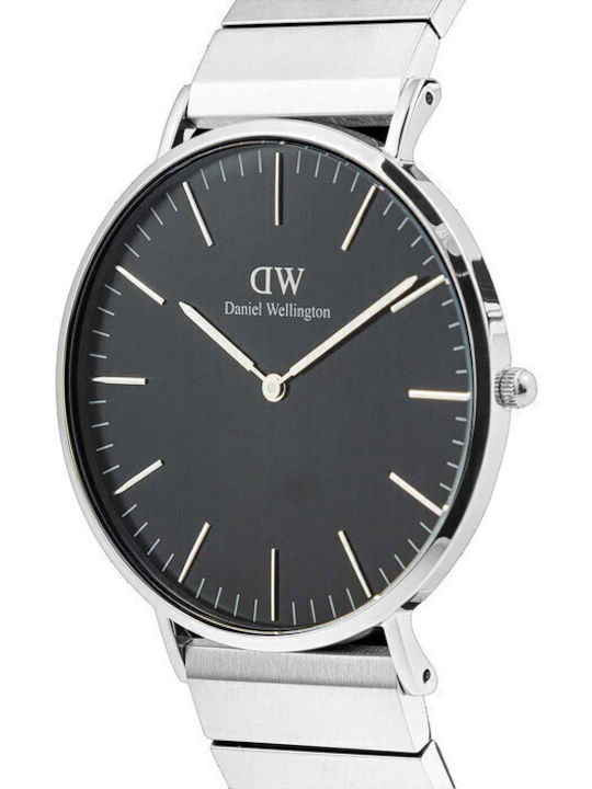 Daniel Wellington Piano Ανδρικό Ρολόι 40mm Μπαταρίας με Ασημί Μεταλλικό Μπρασελέ