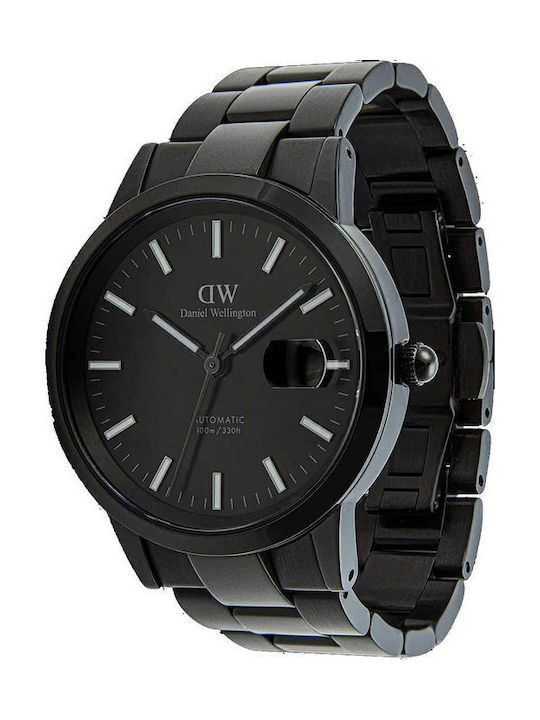 Daniel Wellington Link Ανδρικό Ρολόι 40mm Αυτόματο με Μαύρο Μεταλλικό Μπρασελέ