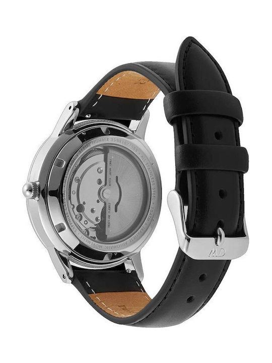 Daniel Wellington Sheffield Ανδρικό Ρολόι 40mm Αυτόματο με Μαύρο Δερμάτινο Λουράκι