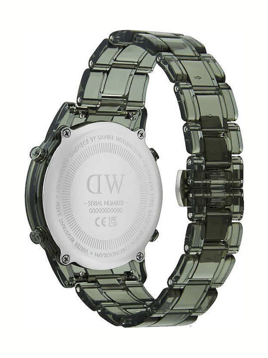 Daniel Wellington Ψηφιακό Ανδρικό Ρολόι 36mm Χρονογράφος Μπαταρίας με Πράσινο Καουτσούκ Λουράκι