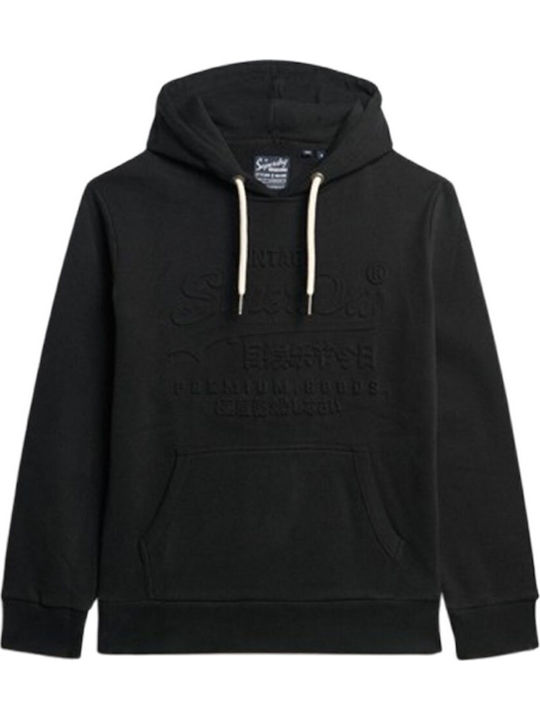 D2 Ovin Embossed Vl Graphic Sweatshirt with Hood Jet Black