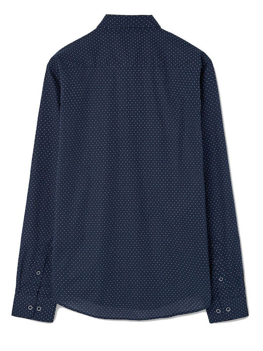 Losan Men's Shirt Long Sleeve Polka Dot Blue