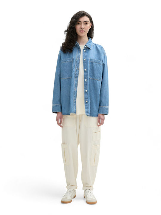 Mânecă lungă Femei Cămașă Denim