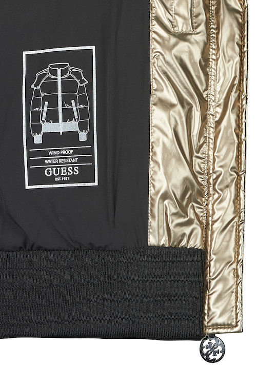 Κοντό Γυναικείο Puffer Μπουφάν για Χειμώνα Metallic