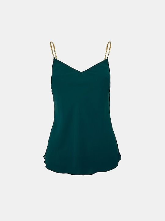 Lynne Women's Blouse with Straps & V Neckline Green