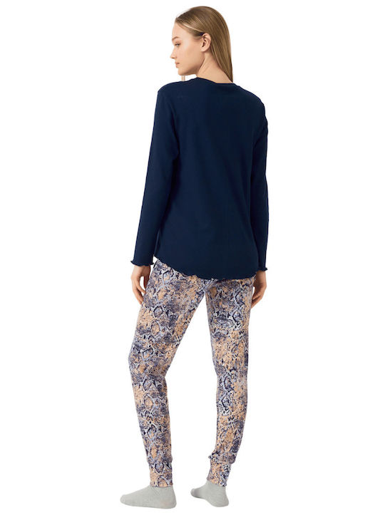 Minerva Winter Women's Pyjama Set Blue Marine Wild