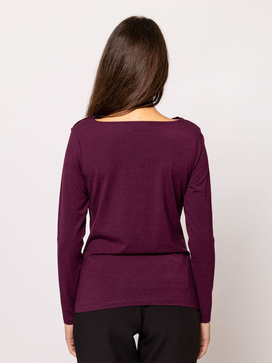 Heavy Tools Damen Bluse Langärmelig Plum