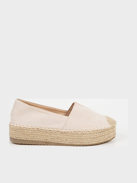 Suede Γυναικείες Εσπαντρίγιες σε Μπεζ Χρώμα