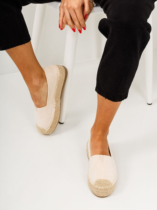 Suede Γυναικείες Εσπαντρίγιες σε Μπεζ Χρώμα
