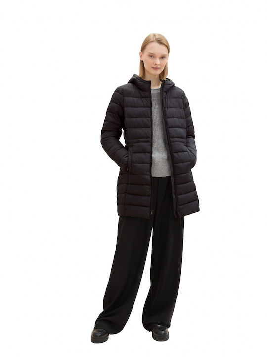 Lang Damen Puffer Jacke für Winter Black