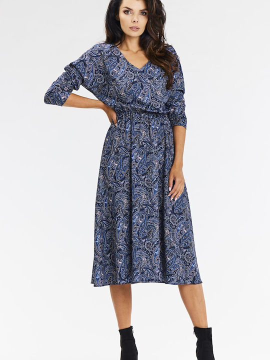 Awama Dress Navy Blue A666 Navy