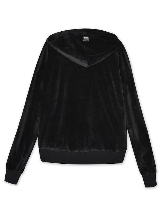 BodyTalk Women's Hooded Velvet Cardigan Black