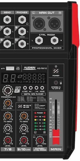KAL Electronics KG-FM10 Consolă Analogică 10 Canale cu Putere fantomă & 10 Intrări XLR & Bluetooth