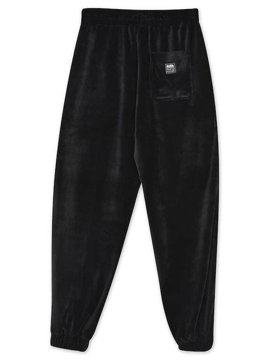 BodyTalk Pantaloni de trening pentru femei cu cauciuc Negru Catifea