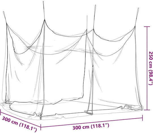 vidaXL Camping Mosquitos Nest White 300x300x250cm