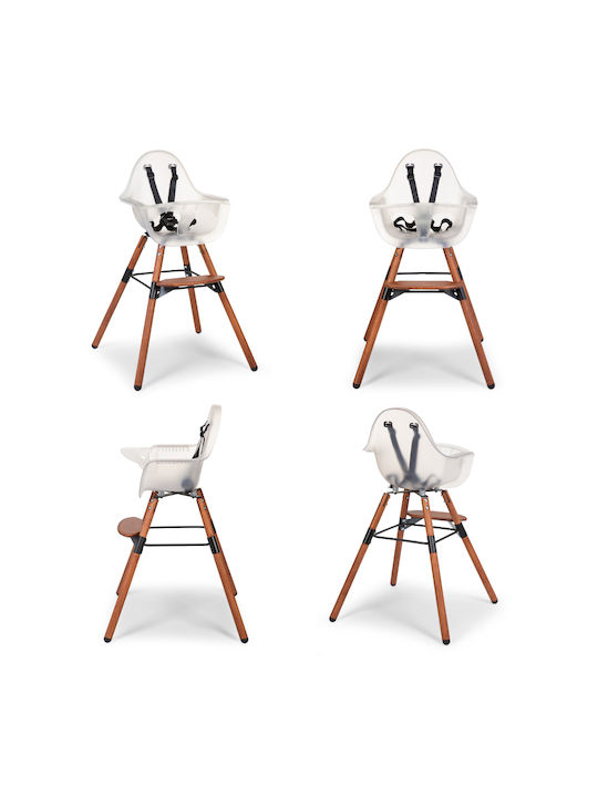 Childhome Evolu 2 Baby Highchair 2 in 1 with Adjustable Height Dark Natural Transparent White