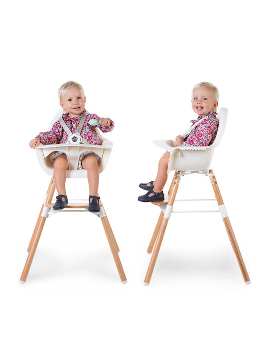 Childhome Evolu 2 Baby Highchair 2 in 1 with Adjustable Height Dark Natural Transparent White