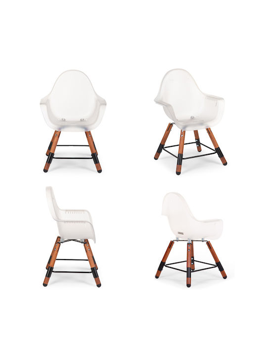 Childhome Evolu 2 Baby Highchair 2 in 1 with Adjustable Height Dark Natural Transparent White