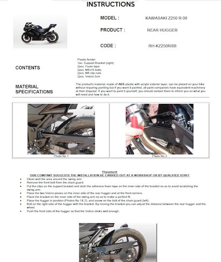 Moto Discovery Задно Крило на Мотоциклет Черен 1бр