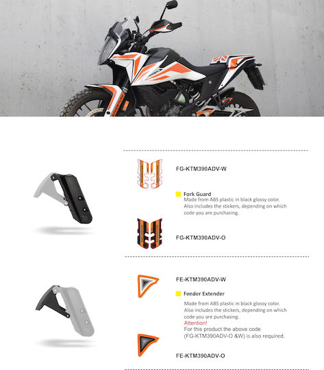 Moto Discovery Front Motorcycle Front Wheel Fender for KTM 390 Adventure Black 1pcs