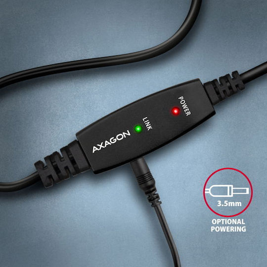 Axagon USB 2.0 Kabel USB-A-Stecker - USB-B-Stecker Schwarz 10m
