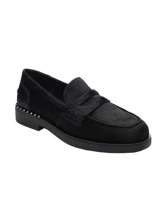 Ash Leather Women's Loafers in Black Color