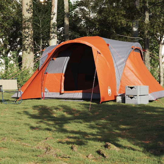 vidaXL Camping Tent Tunnel Orange for 6 People 375x225x176cm