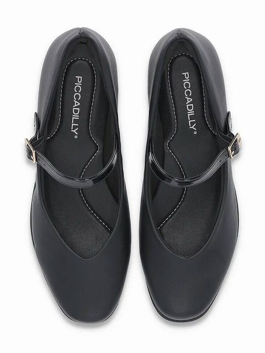 Piccadilly Pumps mit Riemchen & flacher Absatz Schwarz