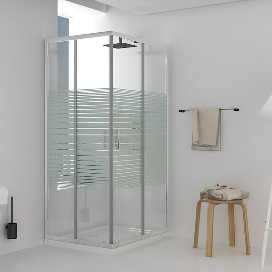 Orabella Plus Καμπίνα Ντουζιέρας με Συρόμενη Πόρτα 80x120cm Serigrafato