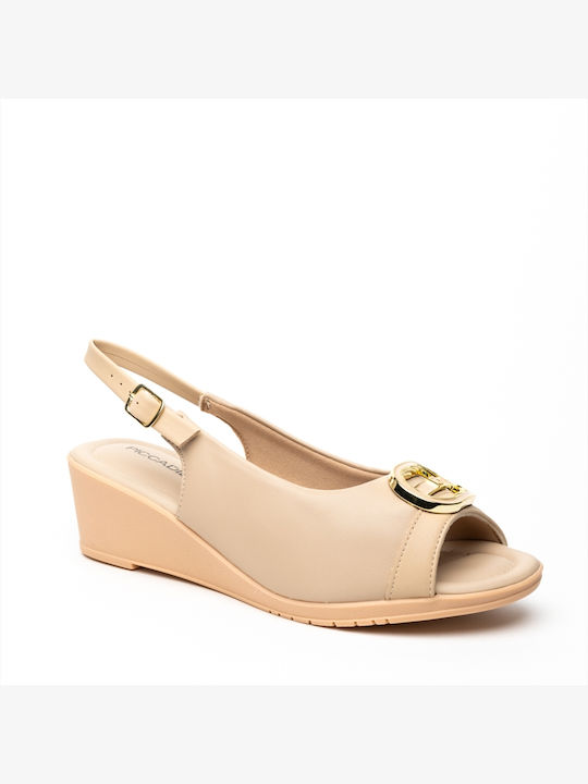 Piccadilly Women's Peep Toe Platforms Beige