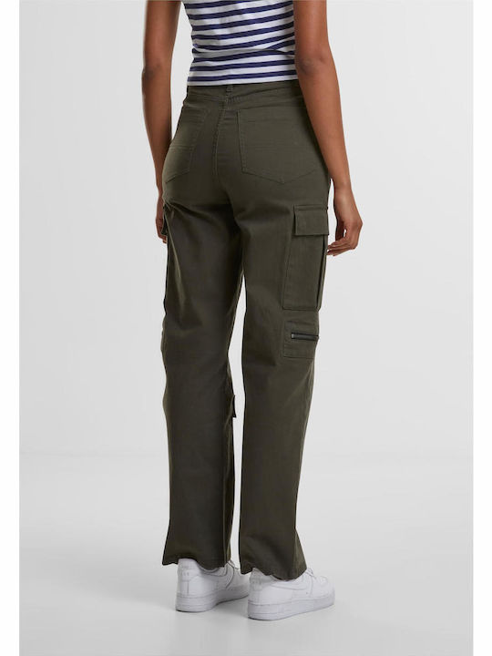 Damen Stoff Hose in Lockere Passform Blackolive